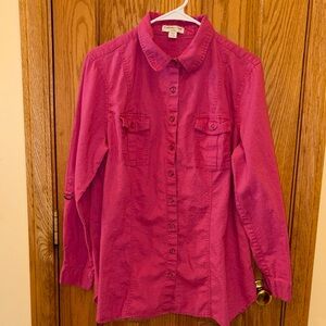 Coldwater Creek Fuchsia Button-Up Blouse - Longer Length